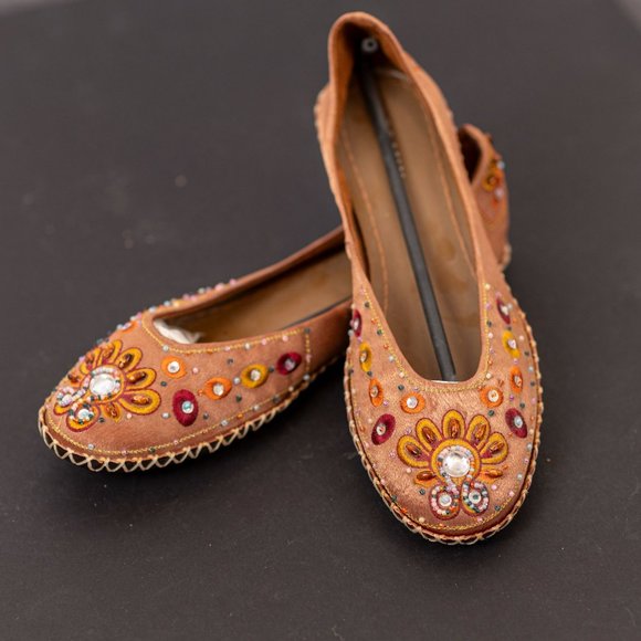 Go Max Beaded Embellished Gold Sequin Ballet Flat Shoe Women's 8.5 - Picture 7 of 7
